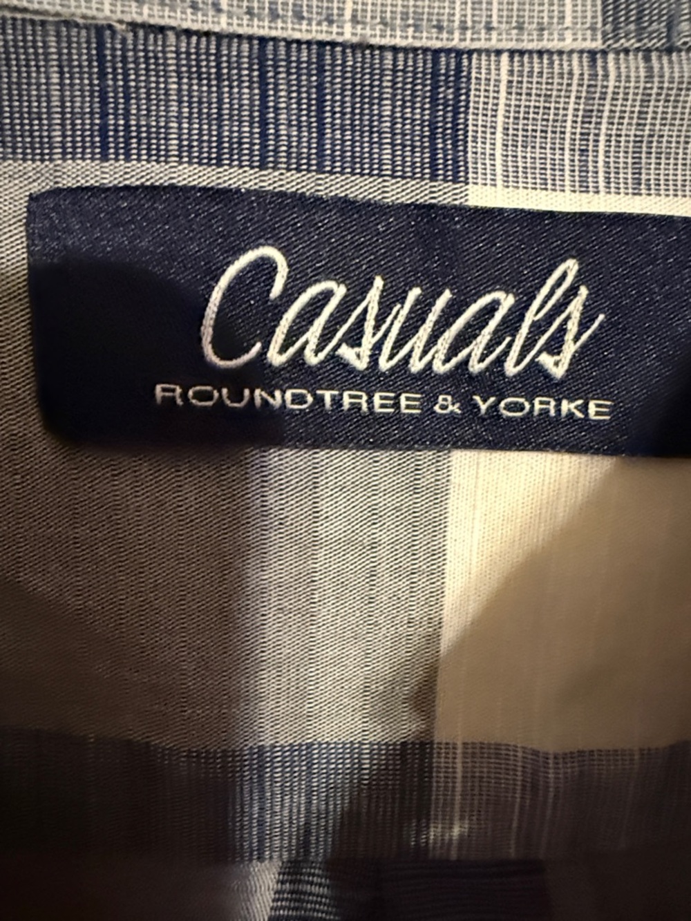 Roundtree & Yorke Blue and White Plaid Button-Down Shirt - Picture 2 of 3